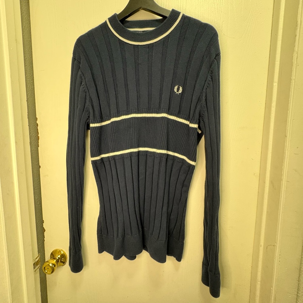 Fred Perry Navy Sweater with White Trim